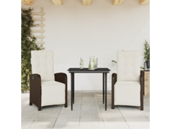 3 Piezas Conjunto Bistro Com Almofadões Vime Pe Marrom Dkd Decoración Del Hogar
