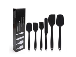 Juego de espátula y cuchara de silicona para cocina, 6 piezas, color negro Nostalgia88