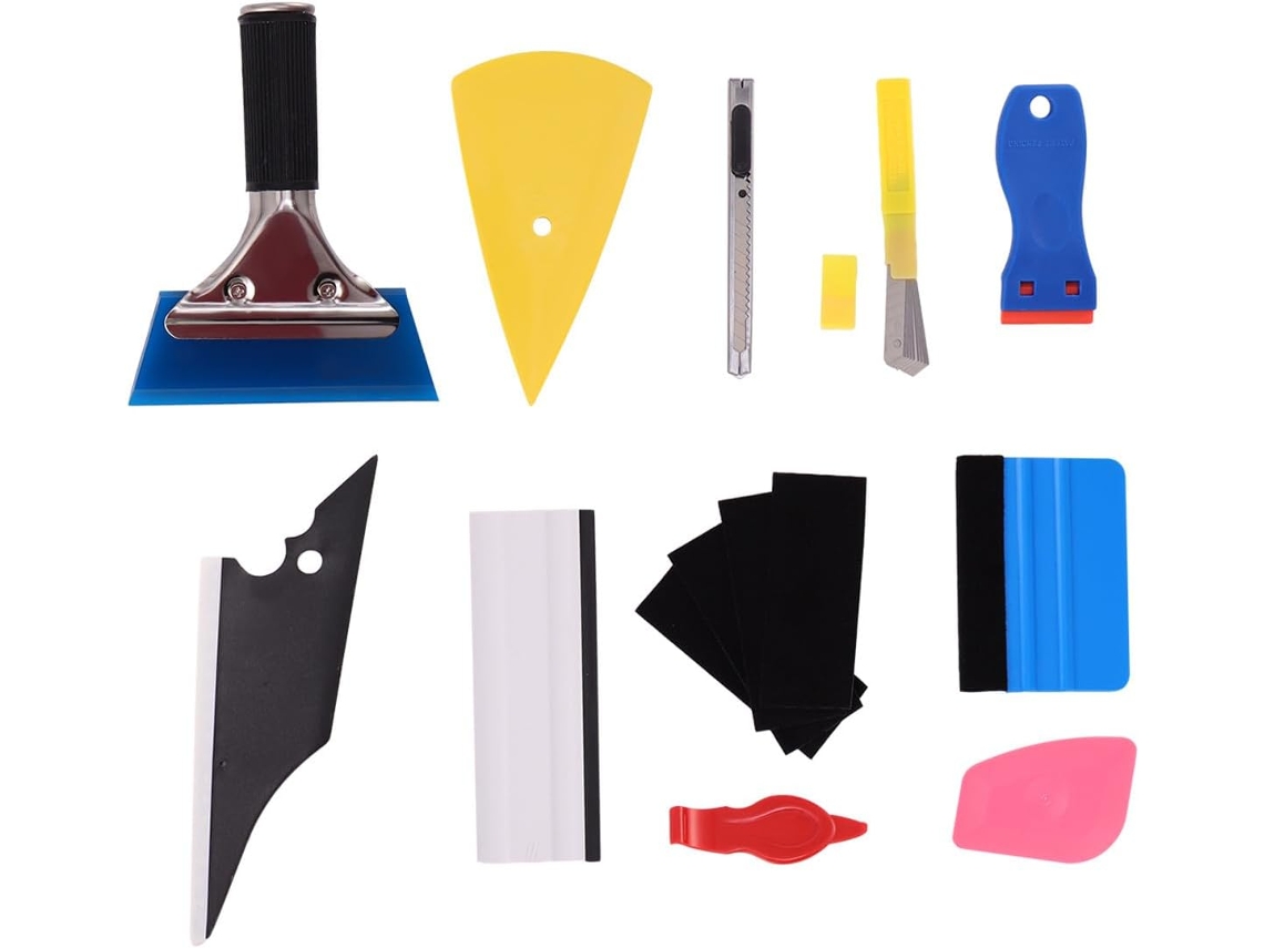 Kit Profesional De 11 Piezas Para La Aplicación De Láminas Para Ventanas En Cristales De Automóviles.