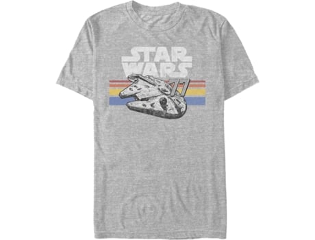 Camiseta Unisexo DEEPSTONE Vintage 77 Millennium Falcon Star Wars brezo atlético (L)