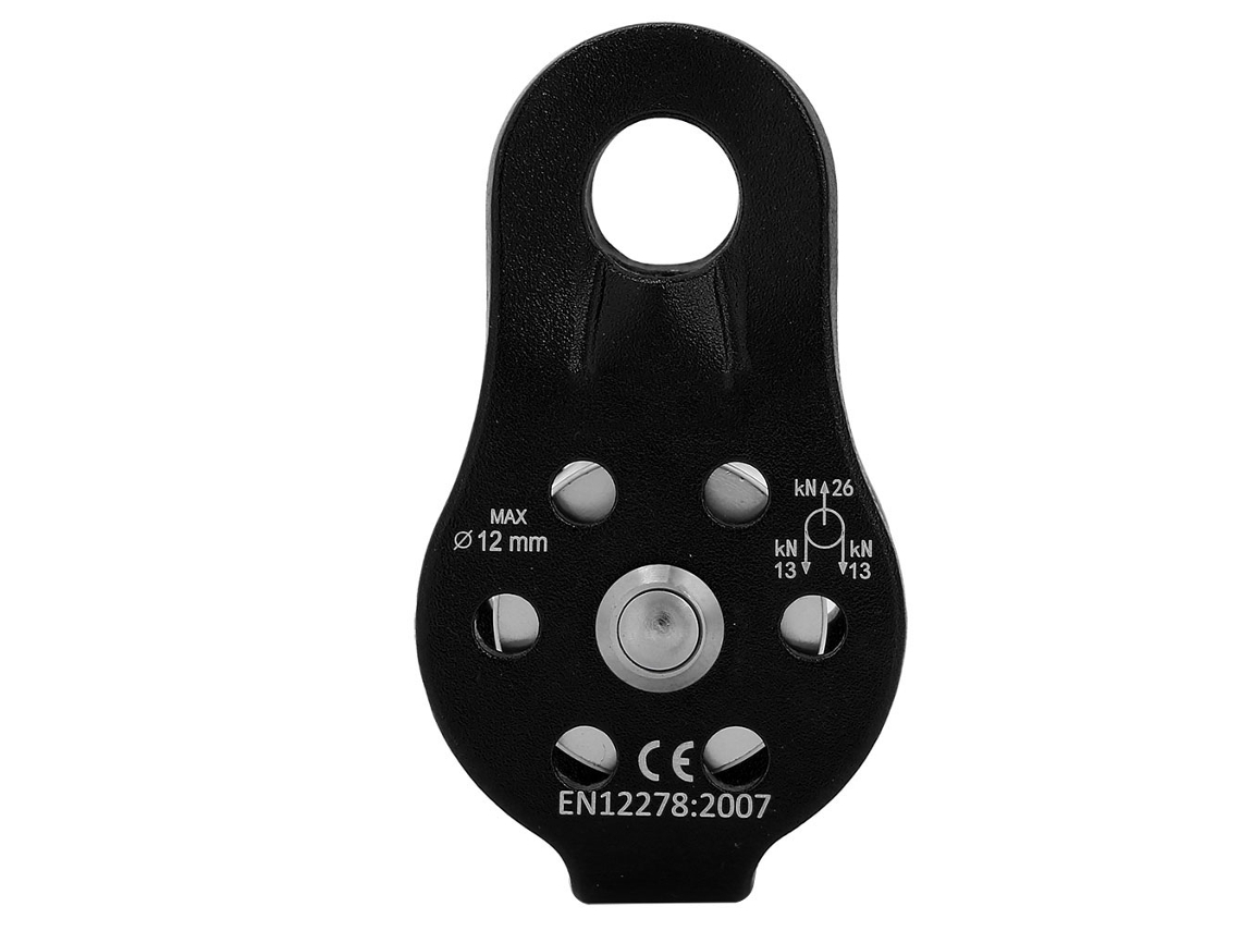 KOFIHETY Roldana de Aluminio 26KN para Cuerda 12mm, Bloque de Cuerda Resistente con Giro Simple (Negro)