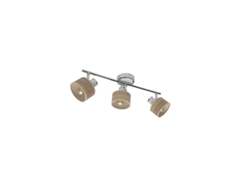 Regleta Nando 3x14 Focos Ajustables Cromo Blanco/Madera Clara 16x51x10 Cm Fabrilamp