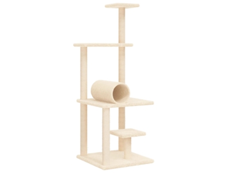 Rascador para gatos con postes de sisal color crema VIDAXL (136 cm)