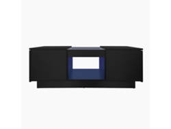 Mesa de centro con LED, 2 cajones y 1 compartimento abierto, Mobrio negro