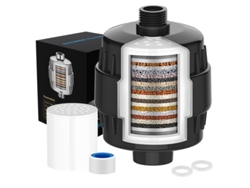 Filtro de ducha de 15 etapas, purificador de agua dura, elimina eficazmente el cloro residual, las impurezas y los metales pesados ​​(negro) Cuich