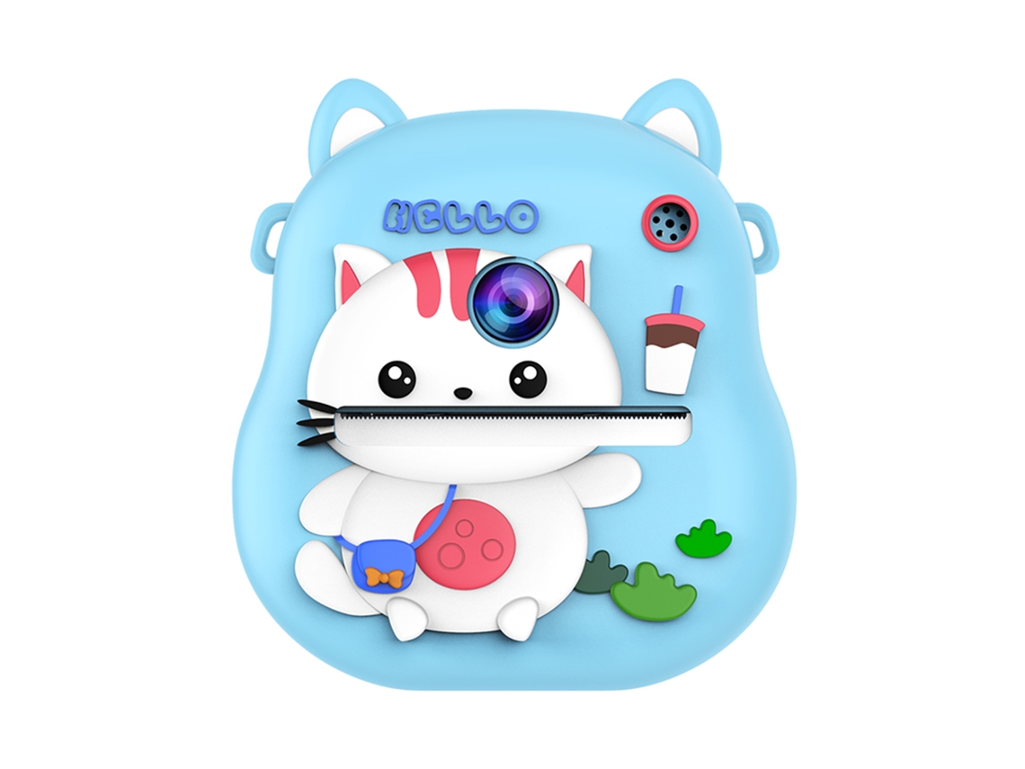 Cámara infantil de 50 MP, vídeo 1080p, doble cámara, pantalla de 2 pulgadas y zoom digital de 16x. Impresión instantánea. Diseño de gato.