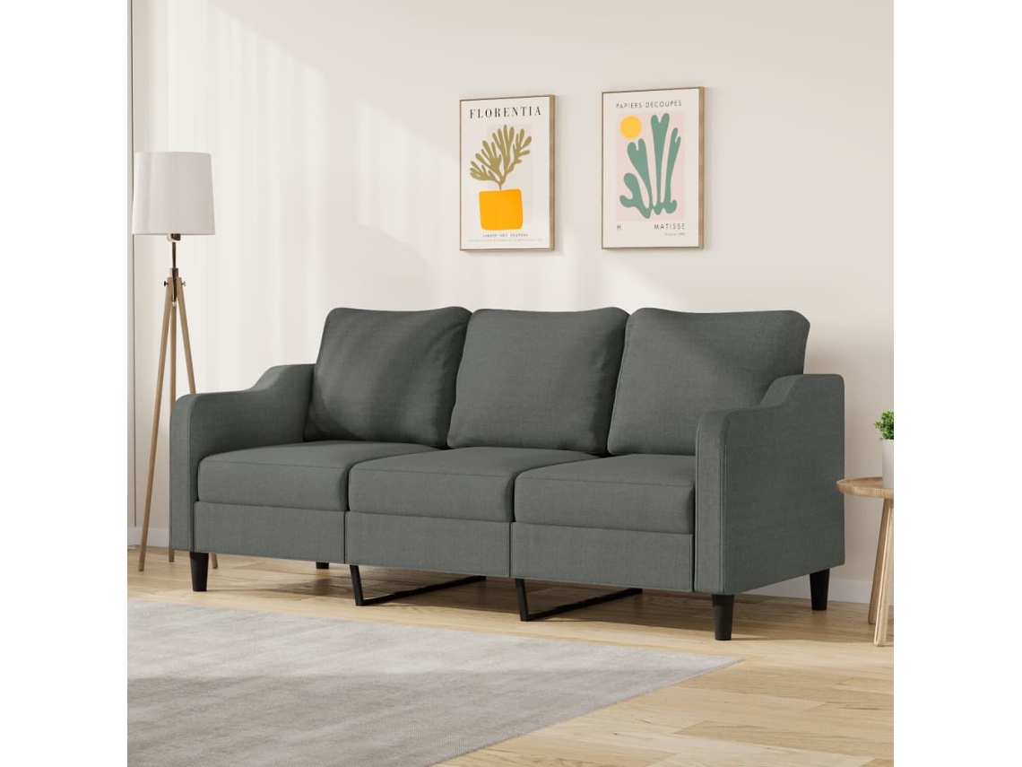 Sofá De 3 Plazas | Sofá De Salón | Sofá De Descanso De Tela Gris Oscuro 180 Cm Wsd688991