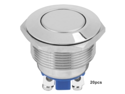 20 Piezas De Llave De Presión Momentánea Metálica 22mm Resistente Al Agua Con Cabeza Plana De 2 Pines Y Reset Automático
