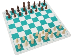 Juego De Ajedrez Ligero De Imitación Madera Brillante Con Tablero De Pu – Ideal Para Principiantes Y Como Regalo.