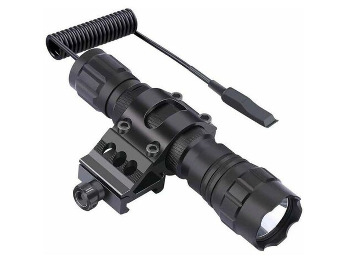 Linterna Táctica Led De 1200 Lúmenes, Recargable Con Batería 18650, Con Soporte De 45° Y Botón Pulsador.