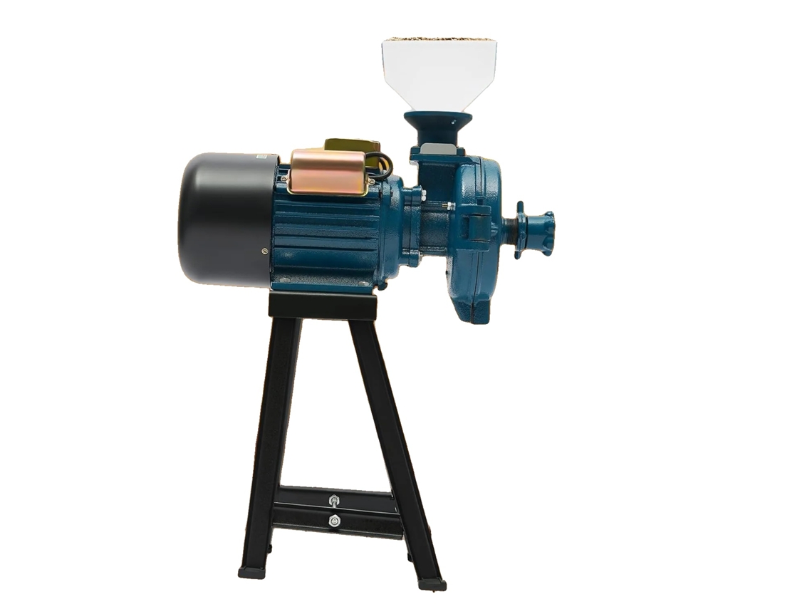 Molino de granos eléctrico, 2200 W de potencia, 1400 RPM de velocidad, tolva de llenado de 26 x 21 cm, disco de molienda de acero