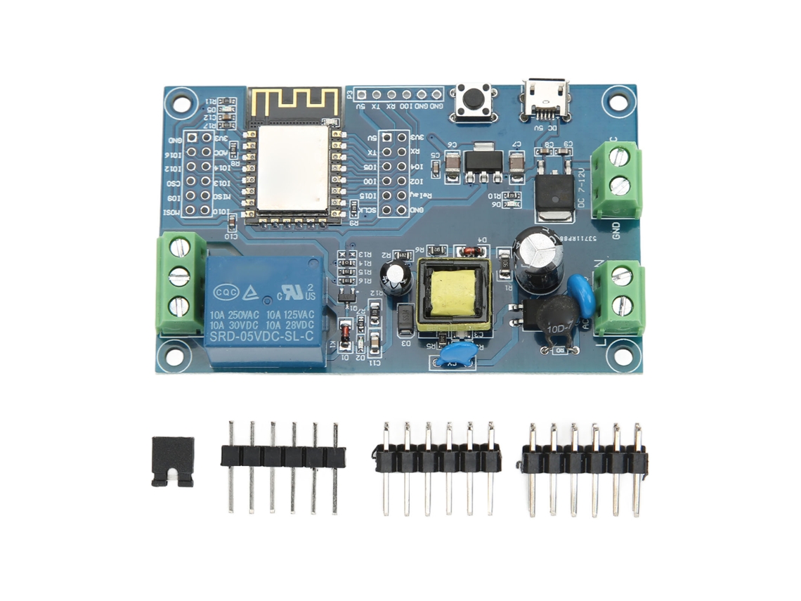 Módulo de relé WiFi de 1 canal, placa de desenvolvimento ESP8266, AC 90-250V, DC 7-12V, USB 5V, controle remoto.