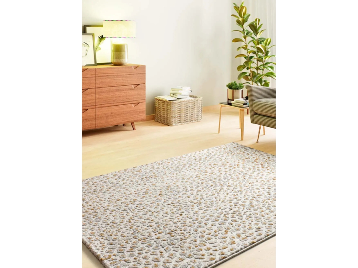 Alfombra Interior Moderno Con Relieve - Atticgo - Amara Gris / Crema 133x190 Cm
