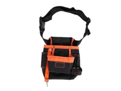 Bolsa De Herramientas Ajustable Para Cinturón Con 8 Bolsillos Para Electricistas Portátiles, Color Negro Con Ribete Naranja.