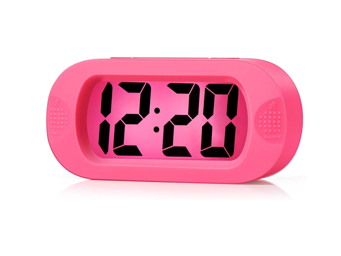 Despertador Infantil Digital Lcd Grande Para Viajes Con Función De Repetición Y Luz Nocturna - Sonido Ascendente (rosa)