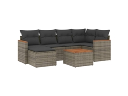 Maison Exclusive - Set De Sofás De Jardín 7 Piezas Con Cojines Ratán Pe Gris