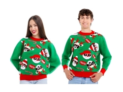 Jersey de Navidad Papá noel Cool verde y rojo para adulto