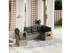 Conjunto de sofás de jardín de 5 piezas DKD Home Decor con cojines de mimbre gris