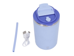 Copo Auto Misturador 380ml Inox 304 Usb Recarregável Para Café Chá Leite Viagem Escritório Roxo