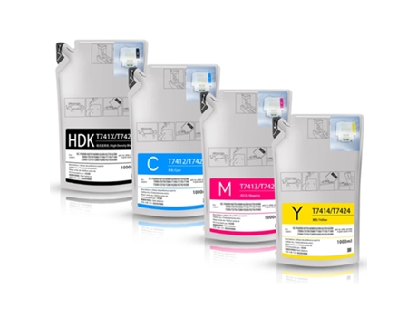 Pack 4 Bolsas de Tinta de Sublimación Compatible Epson T741X T7412 T7413 T7414 C13T741X00 C13T741200 C13T741300 C13T741400