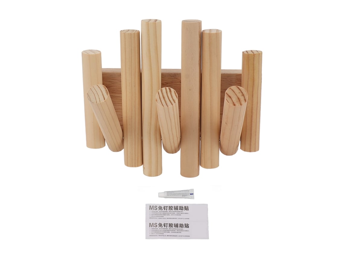 Perchero multifuncional de madera maciza para colgar en la pared, ideal para entrada, dormitorio y vestidor, con 3 ganchos.