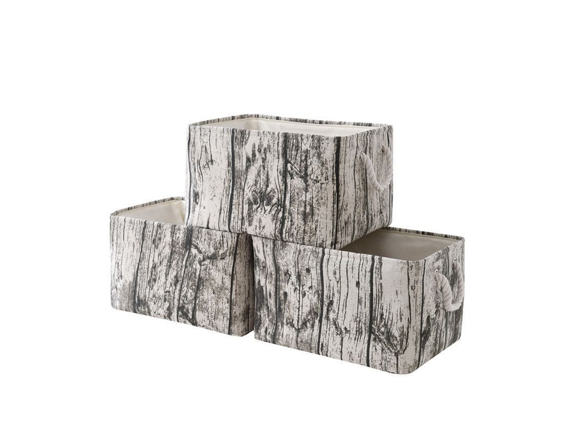 2026-cestas De Tela Pequeñas 3 Pack Para Organizar, Plegables Con Asas De Cuerda 14.1x6.2x10.2in