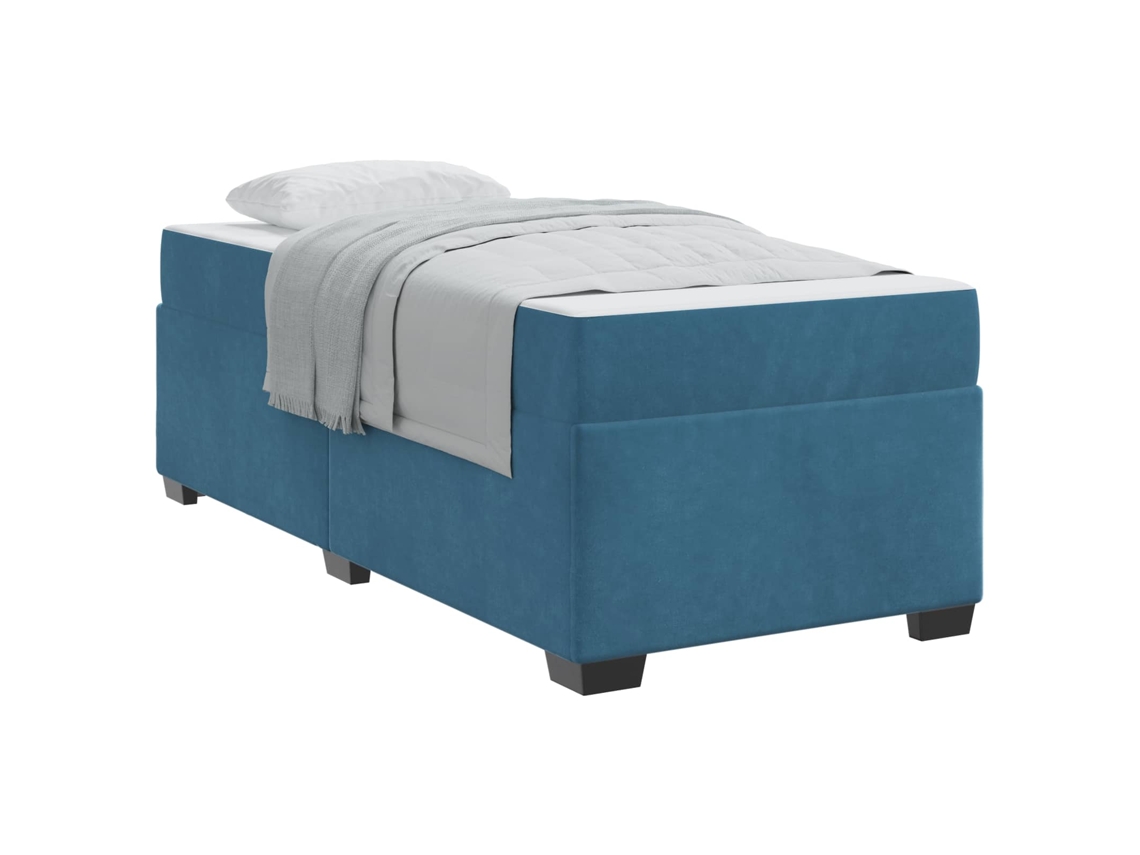 Maison Exclusive - Estructura De Cama Con Colchón Azul Oscuro 100 X 200 Cm Tela