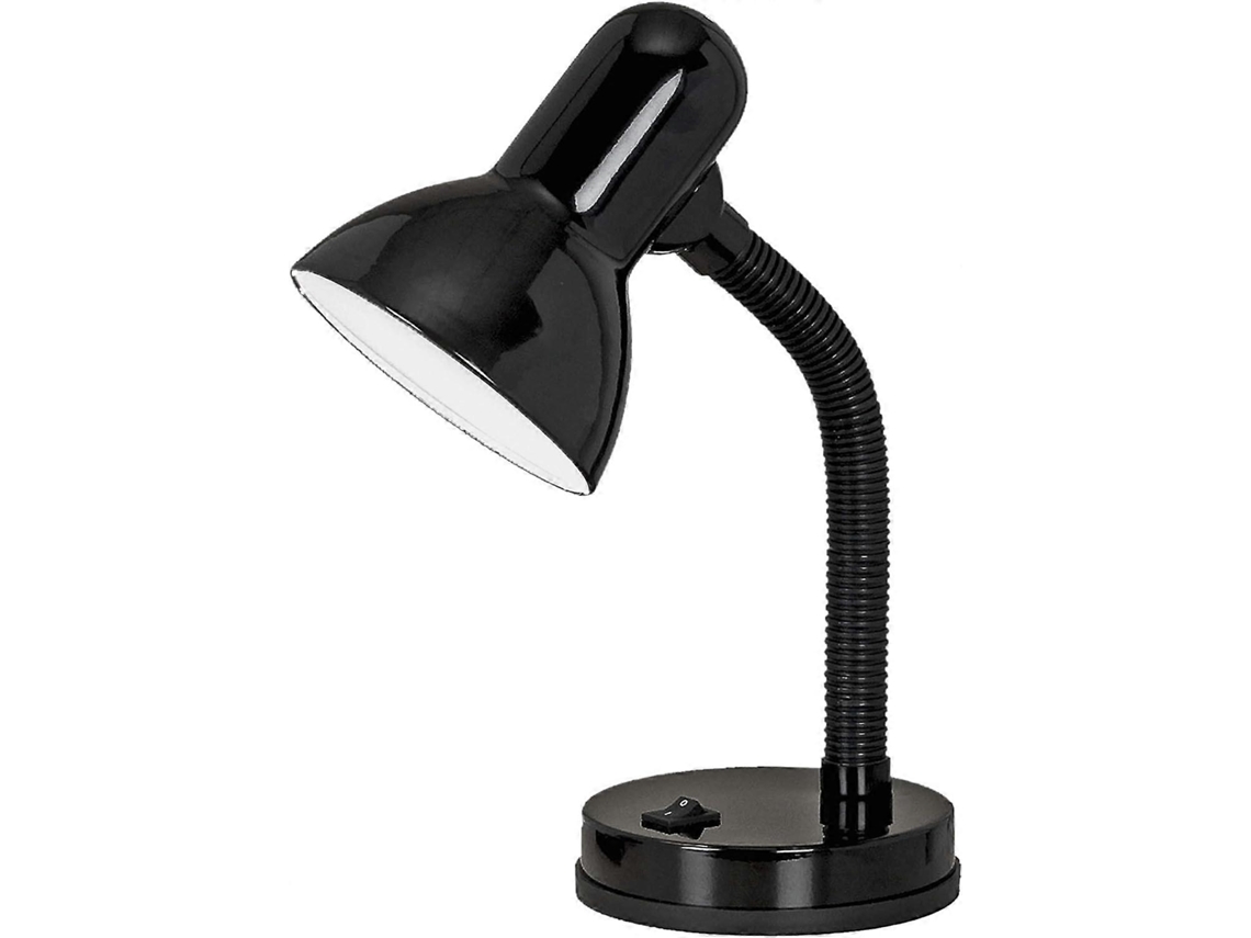 Rebe-lámpara De Mesa De Noche Básica, De Escritorio Y Lectura En Acero Y Plástico Negro, Socket E27