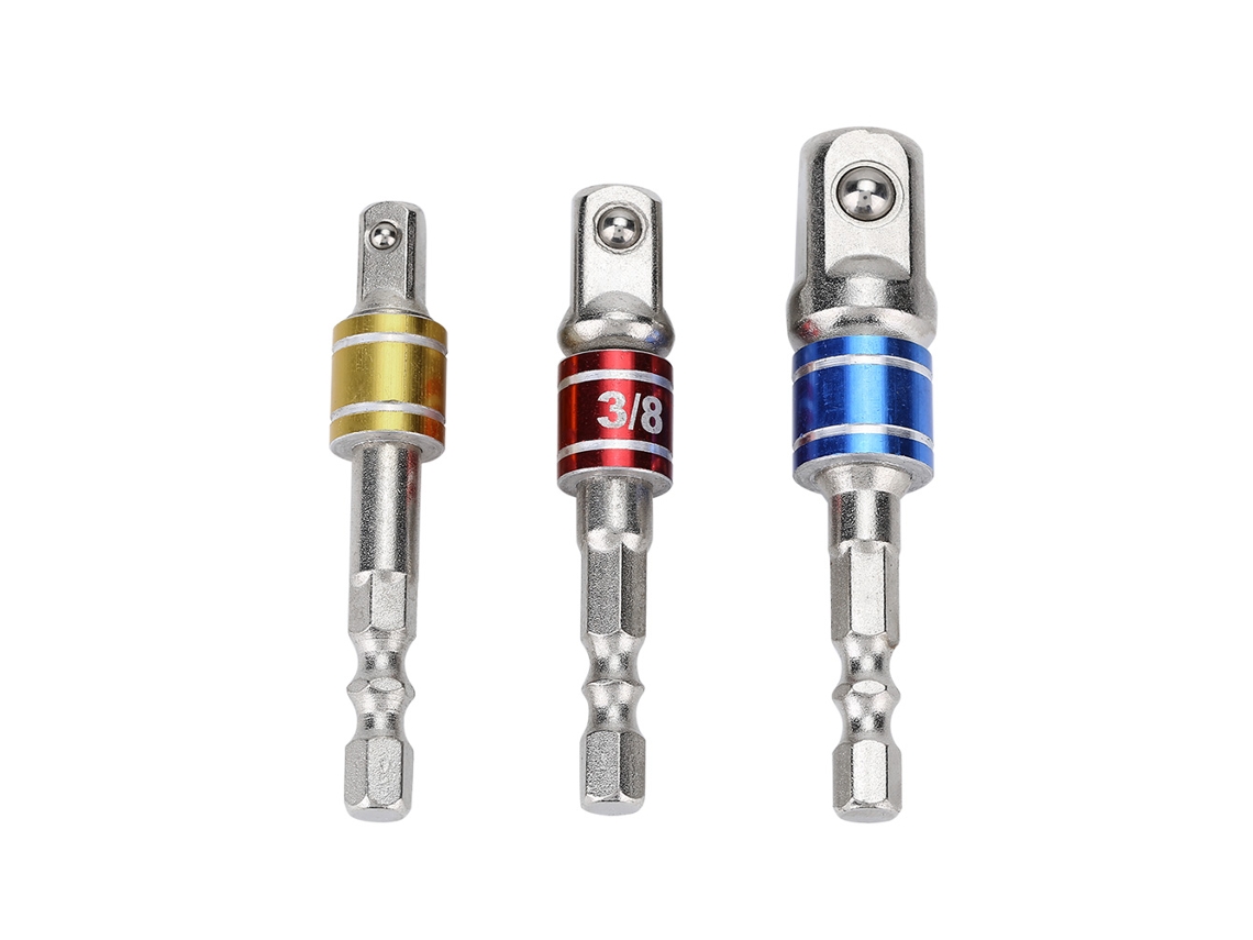 Juego De 3 Adaptadores De Enchufe Con Barras De Extensión Para Tornillos De 1/4, 3/8 Y 1/2 Pulgada.