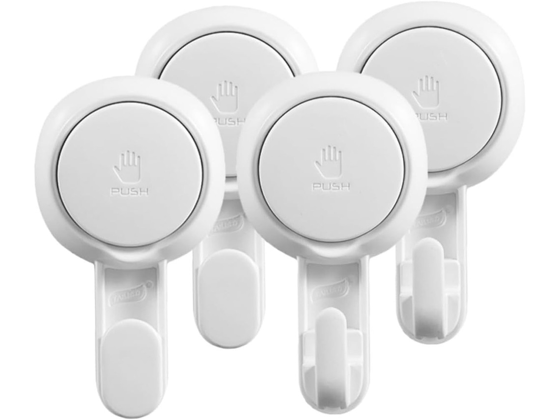 Juego De 4 Ganchos Con Ventosa Para Baño Y Cocina,2 Ganchos Anchos De Plástico Transparente