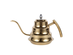Jarra de café de cuello de cisne de acero inoxidable con diseño de junta de bambú (dorada)