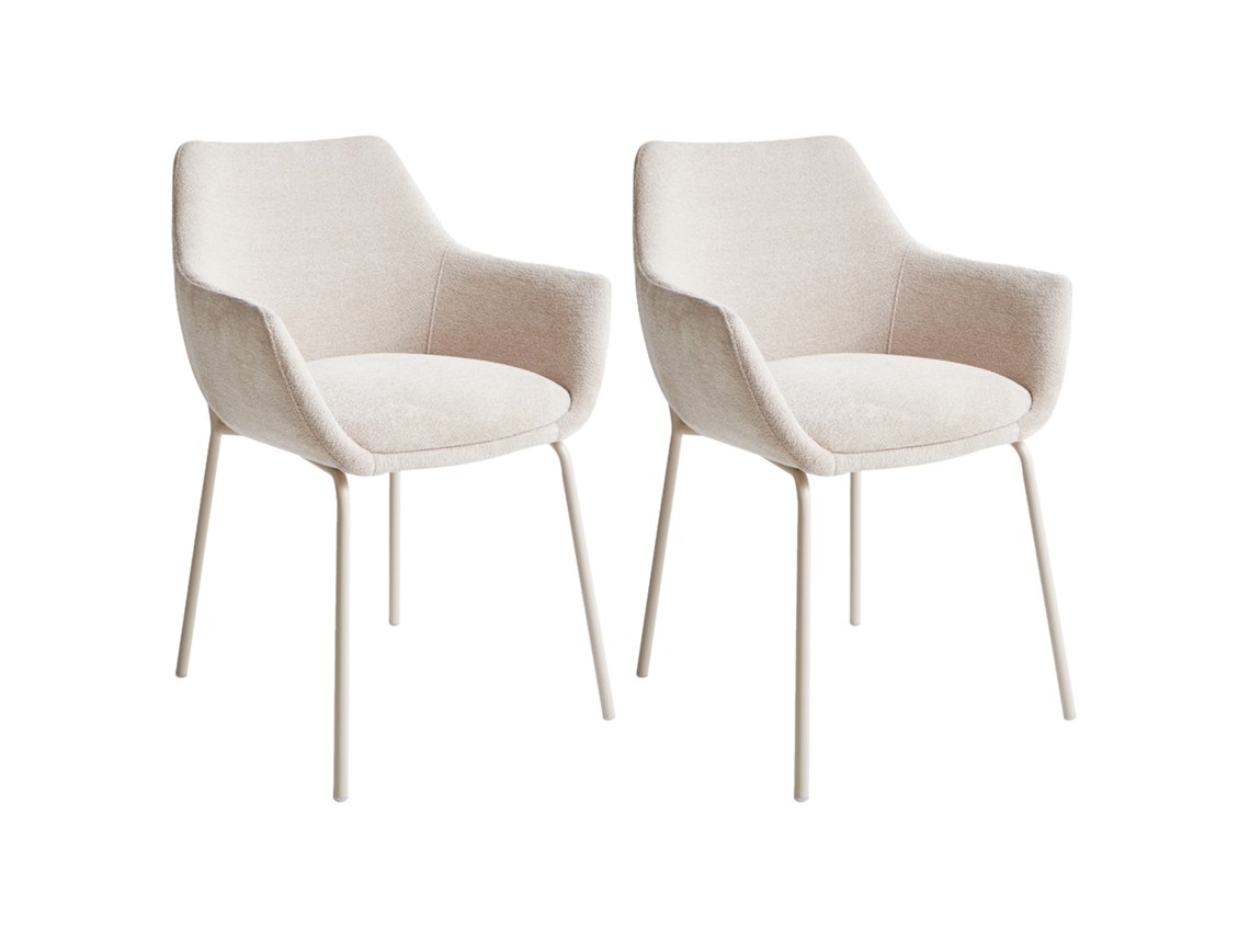 Sillas Tapizadas Con Reposabrazos Beliani Bowdon De Chenilla Beige 59x51x81