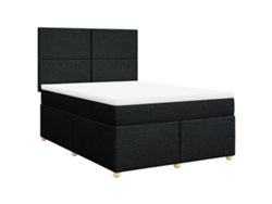 Maison Exclusive - Cama Box Spring Con Colchón Tela Negro 140x200 Cm