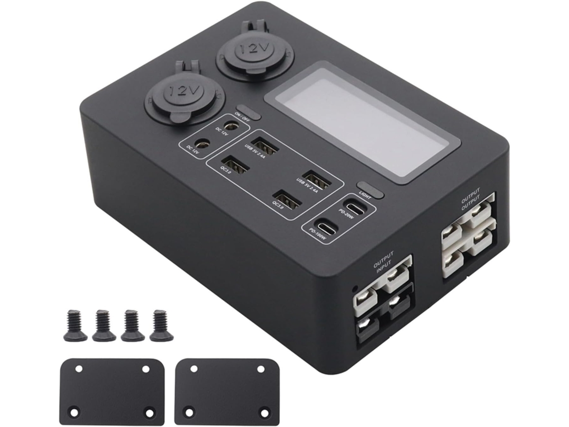 Caja De Salpicadero De 12 V Usb C Pd 100 W Con Pantalla Led Y 6 Puertos (para Autocaravana, Barco, Coche)