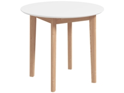 Mesa de comedor HENGJIAN, mesa de cocina redonda, diseño escandinavo, 75 x 75 x 76 cm, blanco y natural