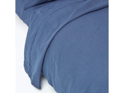 Homescapes Navy Blue Linen Flat Sheet, King