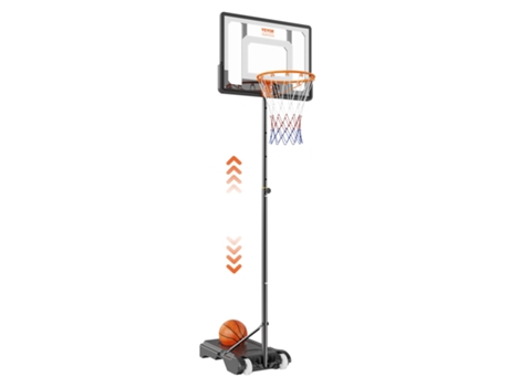 VEVOR Canasta de Baloncesto Sistema de Mesa Portátil Altura Ajustable de 5 a 7 pies Canasta y Aro de 32 pulgadas Soporte Recargable y Base