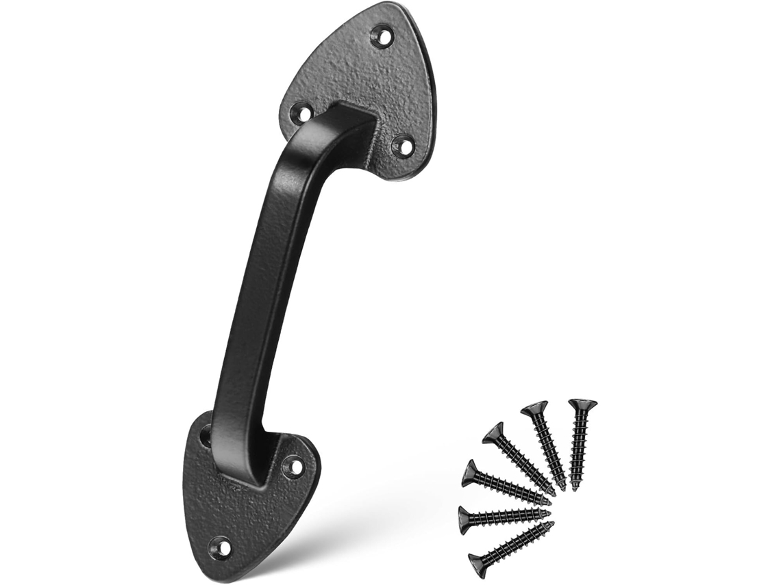 Manilla De Puerta Corredera De Hierro Fundido Negro, Diseño Sencillo Y Práctico, Agarre