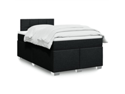 Cama Box Spring Con Colchón Tela Negro 120x200 Cm