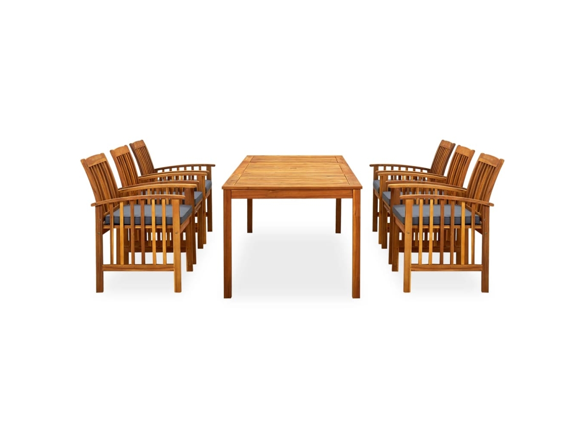 Maison Exclusive - Set Comedor De Jardín 7 Pzas Y Cojines Madera Maciza De Acacia