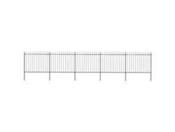 Valla de jardín con punta de lanza, 8,5 x 1,5 m, acero negro, DKD HOME DECOR