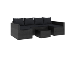 Maison Exclusive - Set De Muebles De Jardín 2 Pzas Y Cojines Ratán Sintético Negro