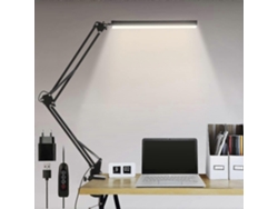Lámpara de oficina LED plegable Rebe de 14 W con pinza, 10 niveles de brillo x 3 modos de color, regulable, protección ocular, adaptador CE de 5 V/2 A