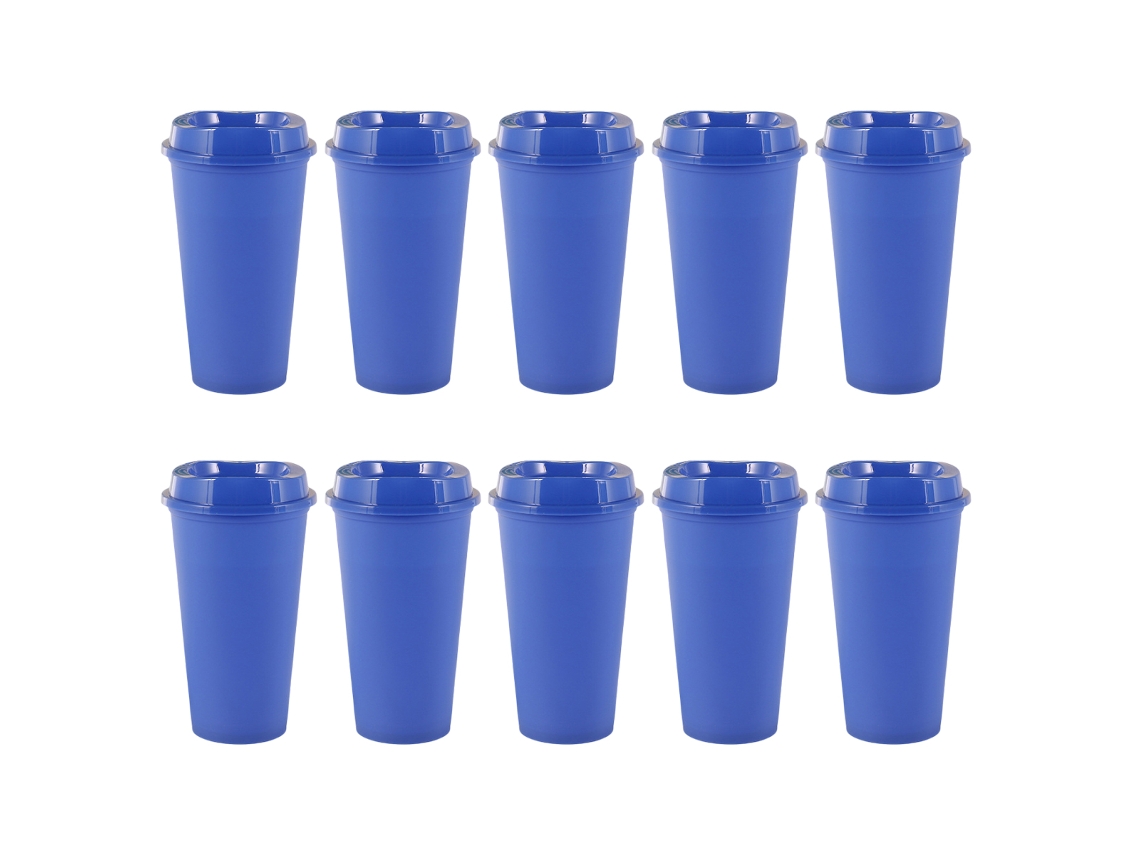 Vaso de café reutilizable de 16 oz, paquete de 10, con tapa, a prueba de fugas, para bebidas frías y calientes