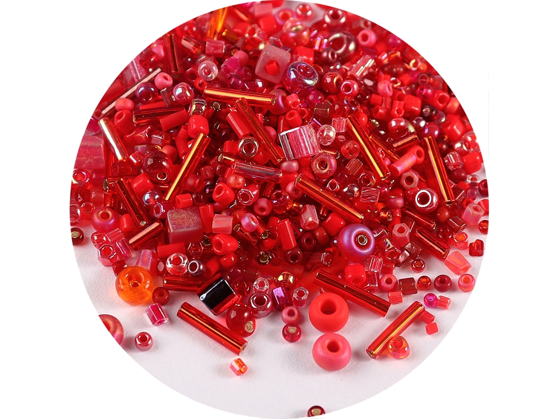 500 Contas de Vidro Redondas em Várias Cores e Tamanhos, Tubo de Vidro Torcido para Acessórios de Vestuário MDUG (vermelho)