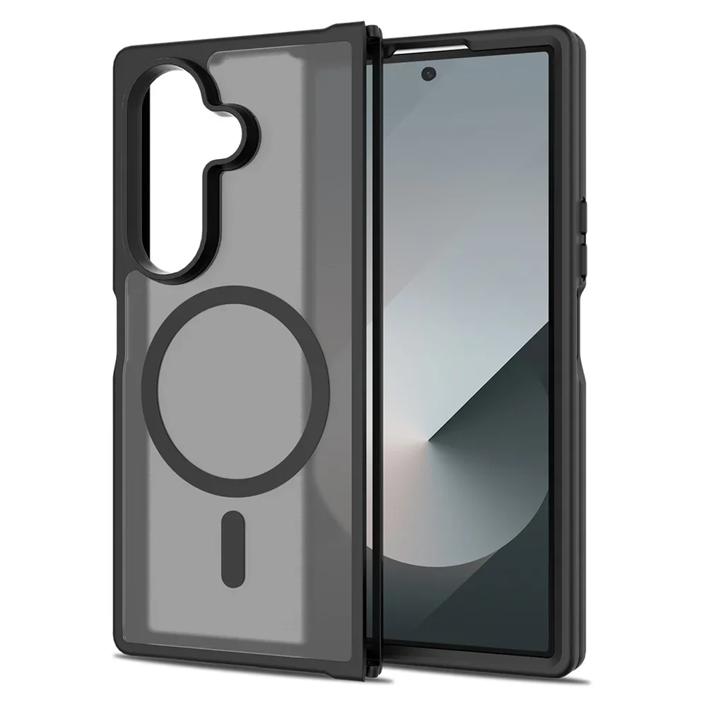 (negro, Galaxy Z Fold7) Funda Protectora Magnética Transparente Esmerilada, Acabado Mate, Compatible Con Carga Inalámbrica Magsafe.