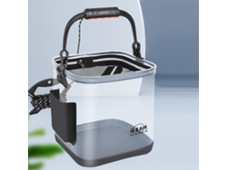 Balde de pesca dobrável transparente de grande capacidade em EVA com alça, ideal para camping e viagens.