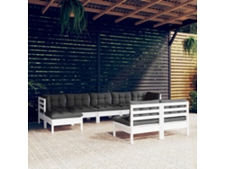 Conjunto de jardín de 9 piezas con cojines de pino blanco de DKD Home Decor