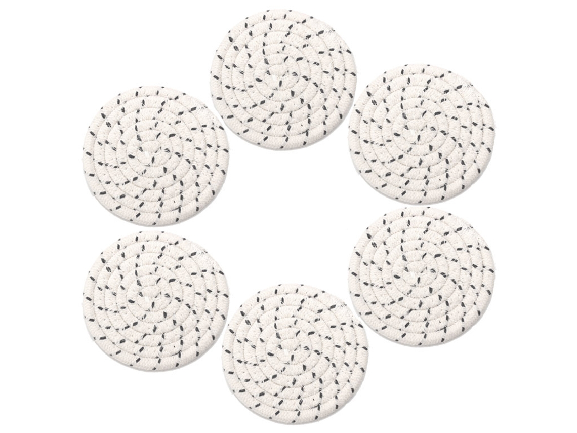 Juego de posavasos con aislamiento para el hogar, soporte para taza de té y cuenco, juego trenzado de cuerda de algodón de 6 piezas TRUYUETY