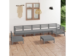 Conjunto de salón de jardín de 8 piezas en pino macizo gris DKD Home Decor